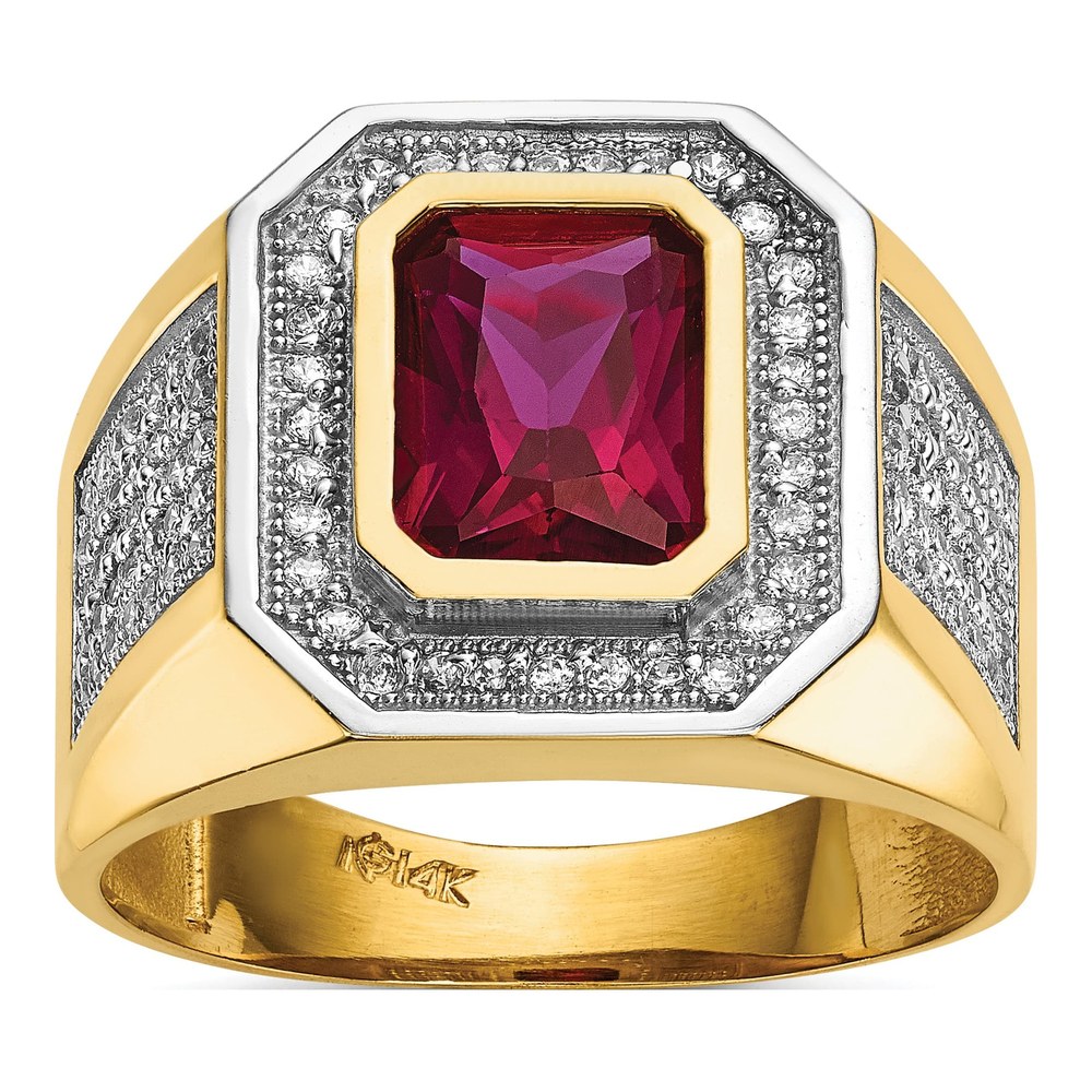 Men's 14K Yellow Gold CZ Ring