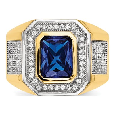 Men's 14K Yellow Gold CZ Emerald-Cut Ring – view 4