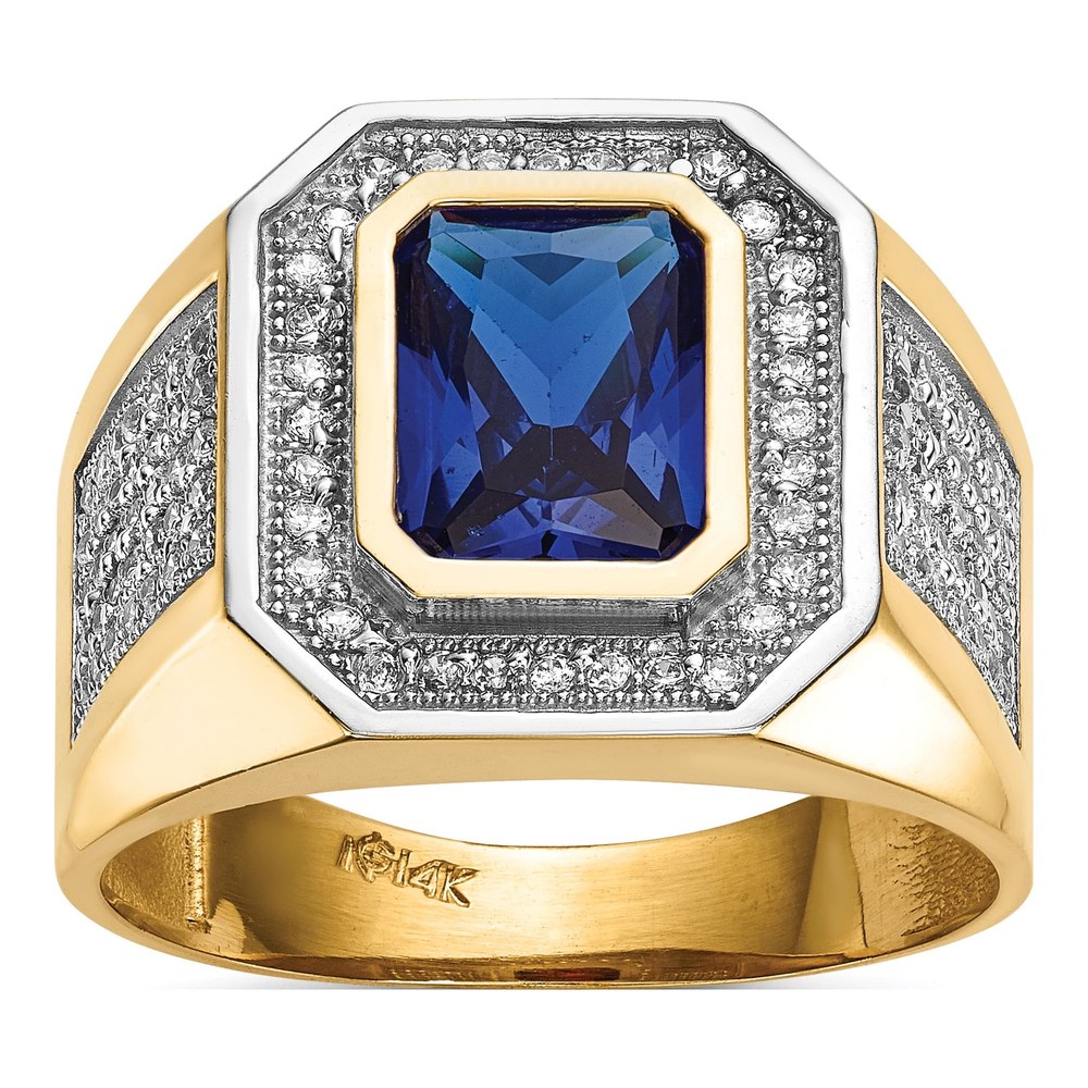 Men's 14K Yellow Gold CZ Emerald-Cut Ring
