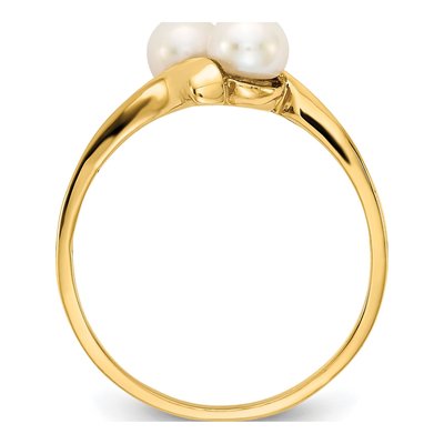 14K Yellow Gold Freshwater Cultured Pearl Bypass Ring – view 2