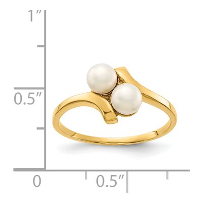 14K Yellow Gold Freshwater Cultured Pearl Bypass Ring – view 3