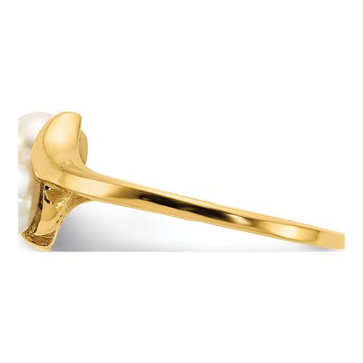 14K Yellow Gold Freshwater Cultured Pearl Bypass Ring – view 4