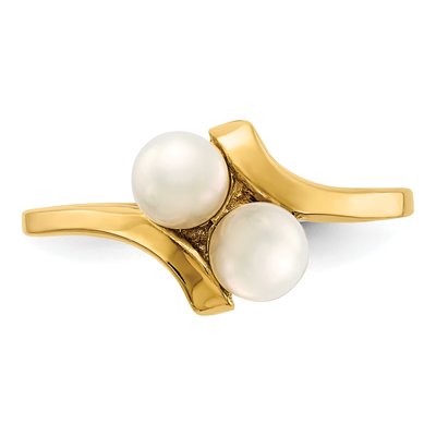 14K Yellow Gold Freshwater Cultured Pearl Bypass Ring – view 5