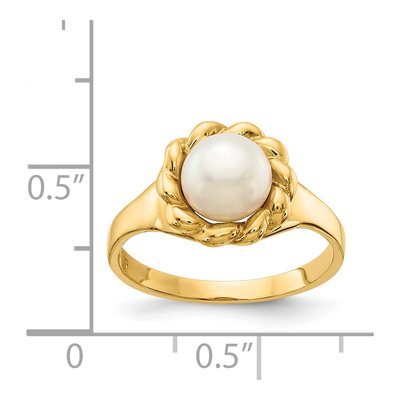 14K Yellow Gold Freshwater Cultured Pearl Button Ring – view 3