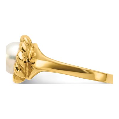 14K Yellow Gold Freshwater Cultured Pearl Button Ring – view 4