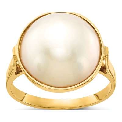 14K Yellow Gold Cultured Pearl Mabe Ring