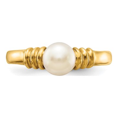 14K Yellow Gold Freshwater Cultured Pearl Button Ring – view 5
