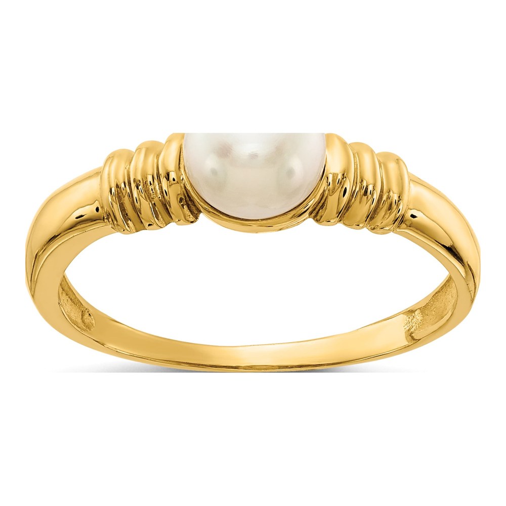 14K Yellow Gold Freshwater Cultured Pearl Button Ring