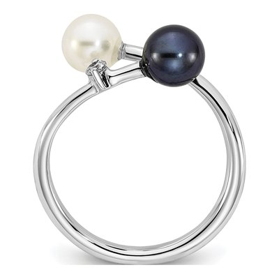 14K White Gold Akoya Cultured Pearl & Diamond Ring – view 2