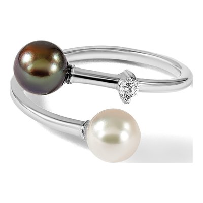 14K White Gold Akoya Cultured Pearl & Diamond Ring – view 6
