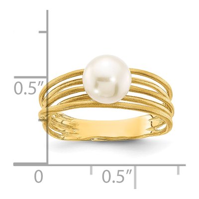 14K Yellow Gold Freshwater Cultured Pearl Round Ring – view 3