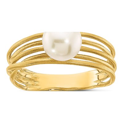 14K Yellow Gold Freshwater Cultured Pearl Round Ring