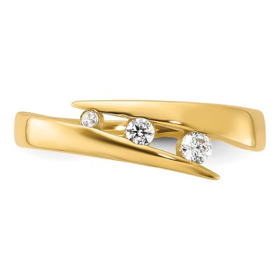 14K Yellow Gold CZ 3-Stone Fashion Ring – view 4