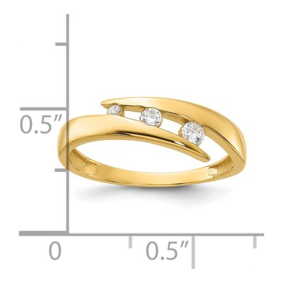14K Yellow Gold CZ 3-Stone Fashion Ring – view 5