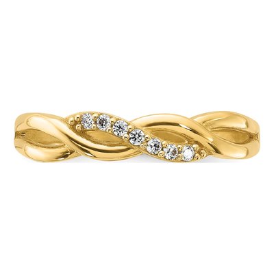 14K Yellow Gold CZ Braided Ring – view 4