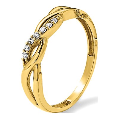 14K Yellow Gold CZ Braided Ring – view 7