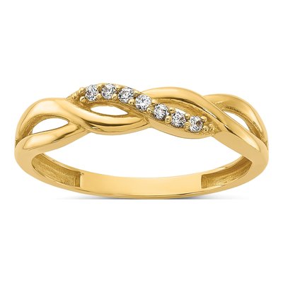 14K Yellow Gold CZ Braided Ring