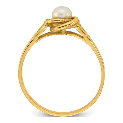 14K Yellow Gold Freshwater Cultured Pearl Button Ring – view 2