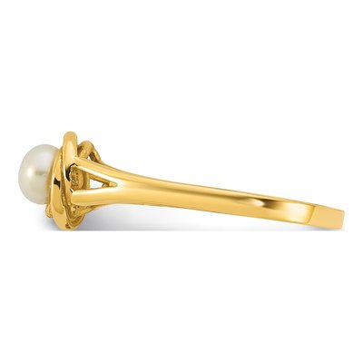 14K Yellow Gold Freshwater Cultured Pearl Button Ring – view 3