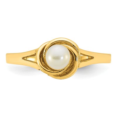 14K Yellow Gold Freshwater Cultured Pearl Button Ring – view 4