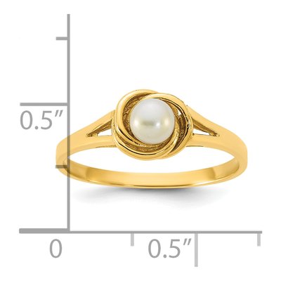 14K Yellow Gold Freshwater Cultured Pearl Button Ring – view 5