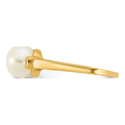 14K Yellow Gold Freshwater Cultured Pearl Button Ring – view 3