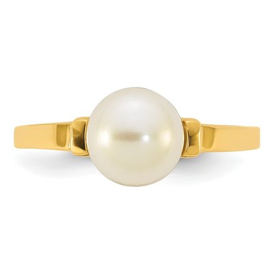 14K Yellow Gold Freshwater Cultured Pearl Button Ring – view 4