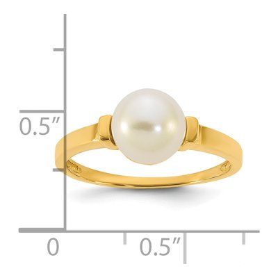 14K Yellow Gold Freshwater Cultured Pearl Button Ring – view 5
