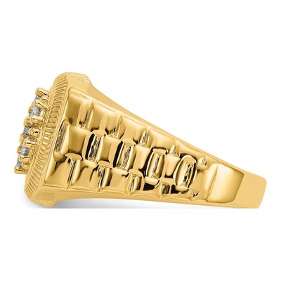 Men's 14K Yellow Gold 1/4 ct tw Diamond Circular Top Ring – view 4