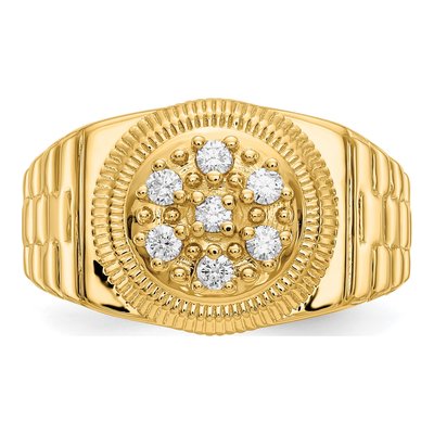 Men's 14K Yellow Gold 1/4 ct tw Diamond Circular Top Ring – view 5