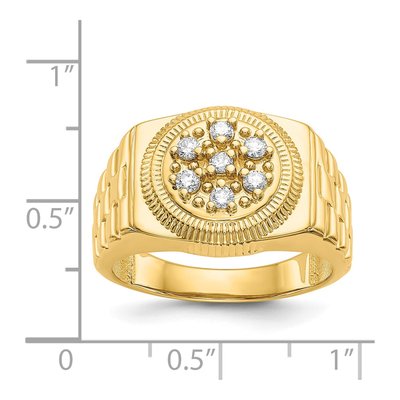 Men's 14K Yellow Gold 1/4 ct tw Diamond Circular Top Ring – view 6
