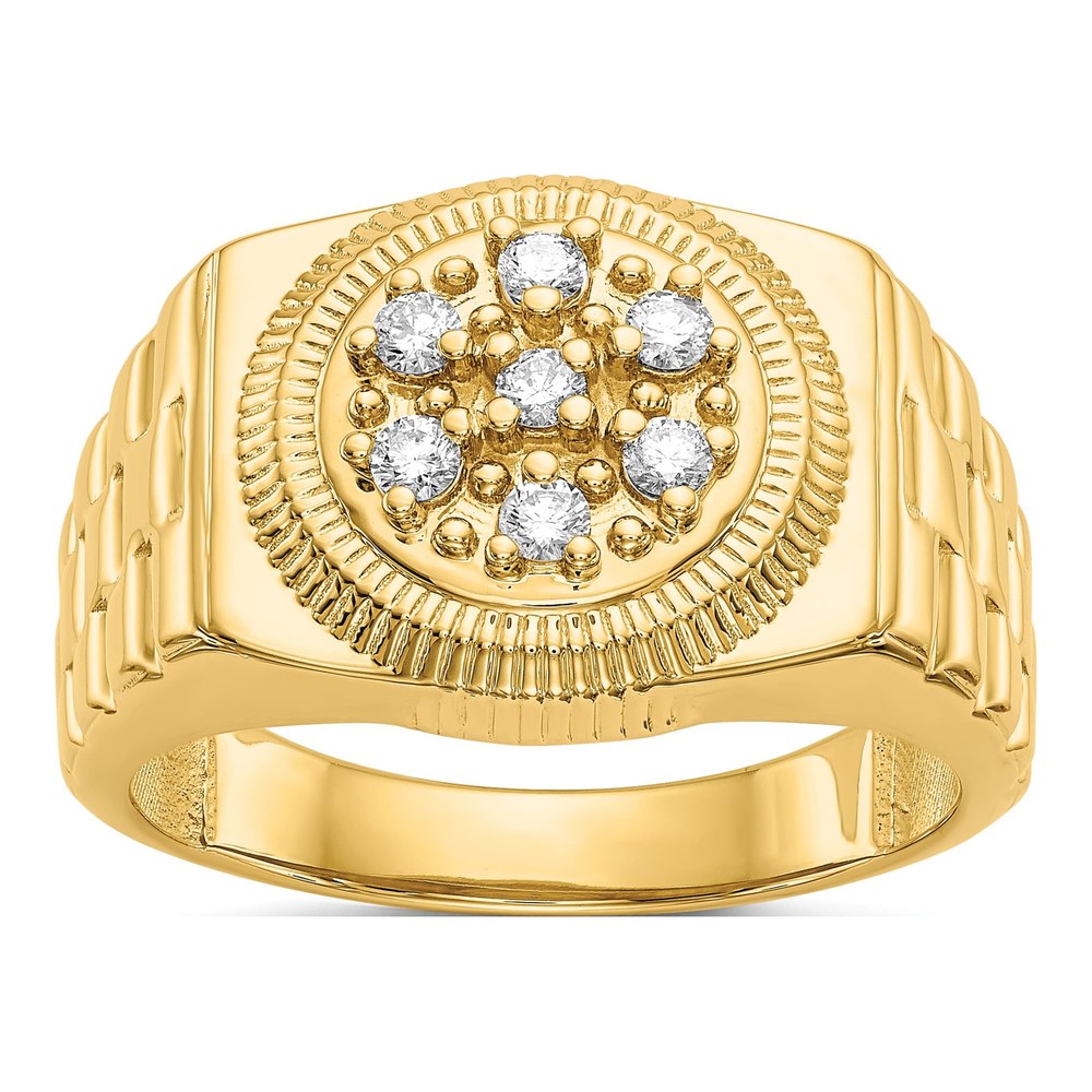 Men's 14K Yellow Gold 1/4 ct tw Diamond Circular Top Ring