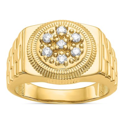 Men's 14K Yellow Gold 1/4 ct tw Diamond Circular Top Ring