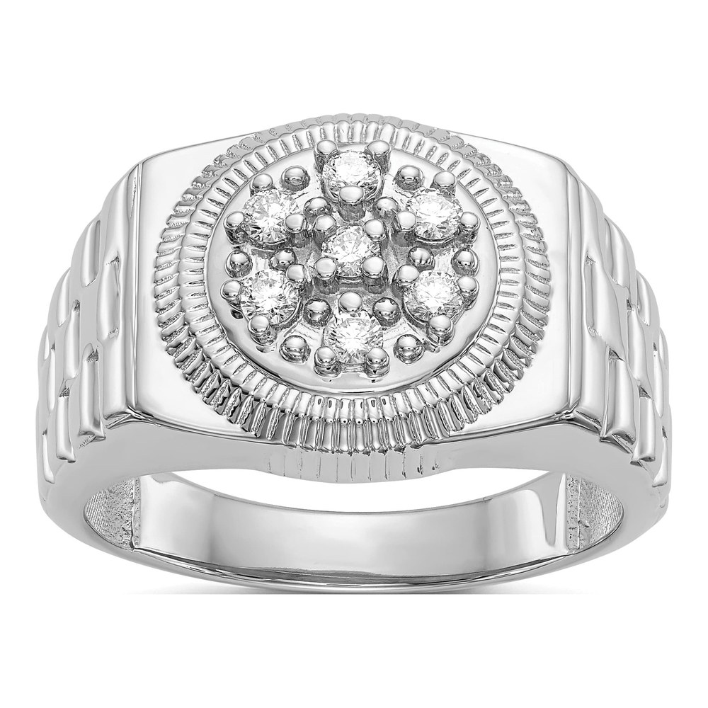Men's 14K White Gold 1/4 ct tw Diamond Circular Top Ring