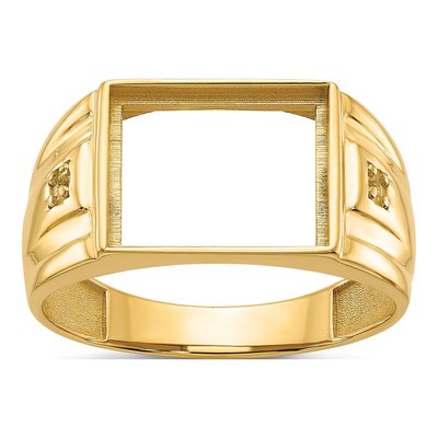 Men's 14K Yellow Gold Onyx Rectangle Ring Mounting