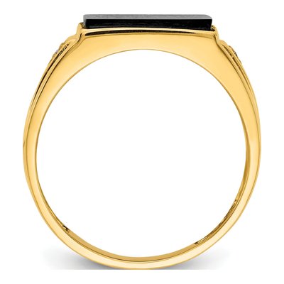 Men's 14K Yellow Gold Onyx & Diamond Rectangle Ring – view 3