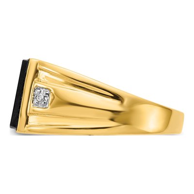 Men's 14K Yellow Gold Onyx & Diamond Rectangle Ring – view 4