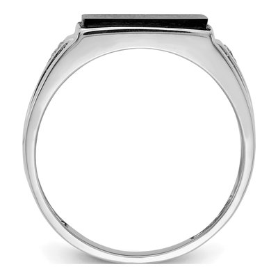 Men's 14K White Gold Onyx & Diamond Rectangle Ring – view 3