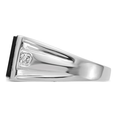 Men's 14K White Gold Onyx & Diamond Rectangle Ring – view 4