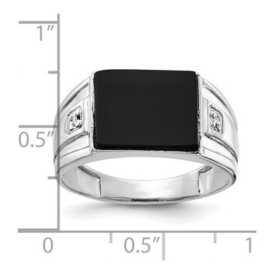 Men's 14K White Gold Onyx & Diamond Rectangle Ring – view 6