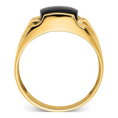 Men's 14K Yellow Gold Onyx & Diamond Cushion Ring – view 3