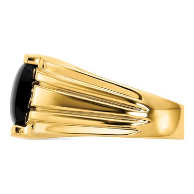 Men's 14K Yellow Gold Onyx & Diamond Cushion Ring – view 4