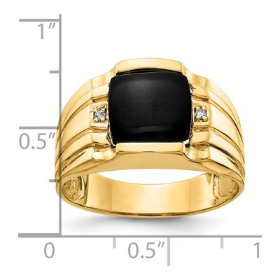 Men's 14K Yellow Gold Onyx & Diamond Cushion Ring – view 6
