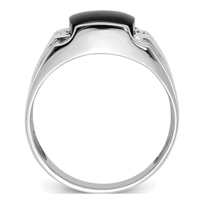 Men's 14K White Gold Onyx & Diamond Cushion Ring – view 3