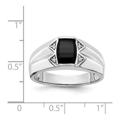 Men's 14K White Gold Onyx & Diamond Ring – view 3