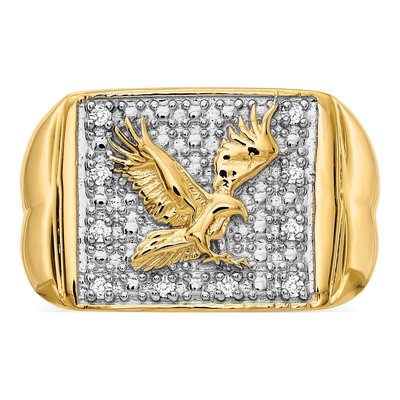 Men's 14K Yellow Gold 1/10 ct tw Diamond Eagle Ring – view 6