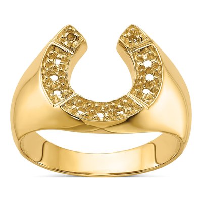 Men's 14K Yellow Gold Horseshoe Ring Mounting