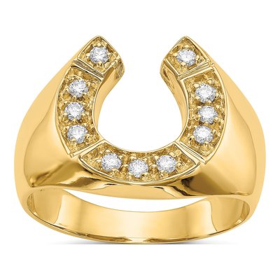 Men's 14K Yellow Gold 1/5 ct tw Diamond Horseshoe Ring