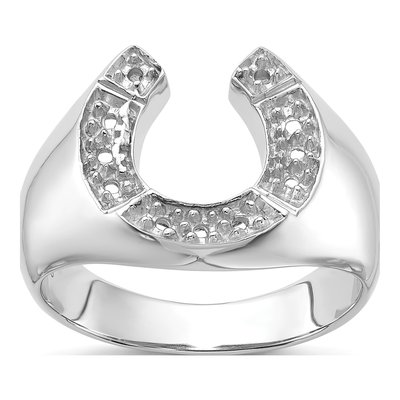 Men's 14K White Gold Horseshoe Ring Mounting