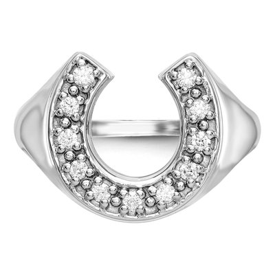 Men's 14K White Gold 1/5 ct tw Diamond Horseshoe Ring – view 4